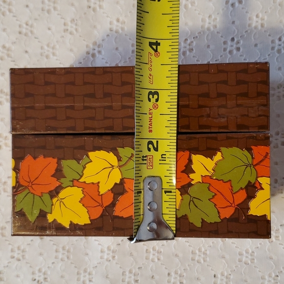 VTG Recipe Tin Rustic Farmhouse Fall Decor Leaf Orange Brown Yellow - Picture 10 of 15